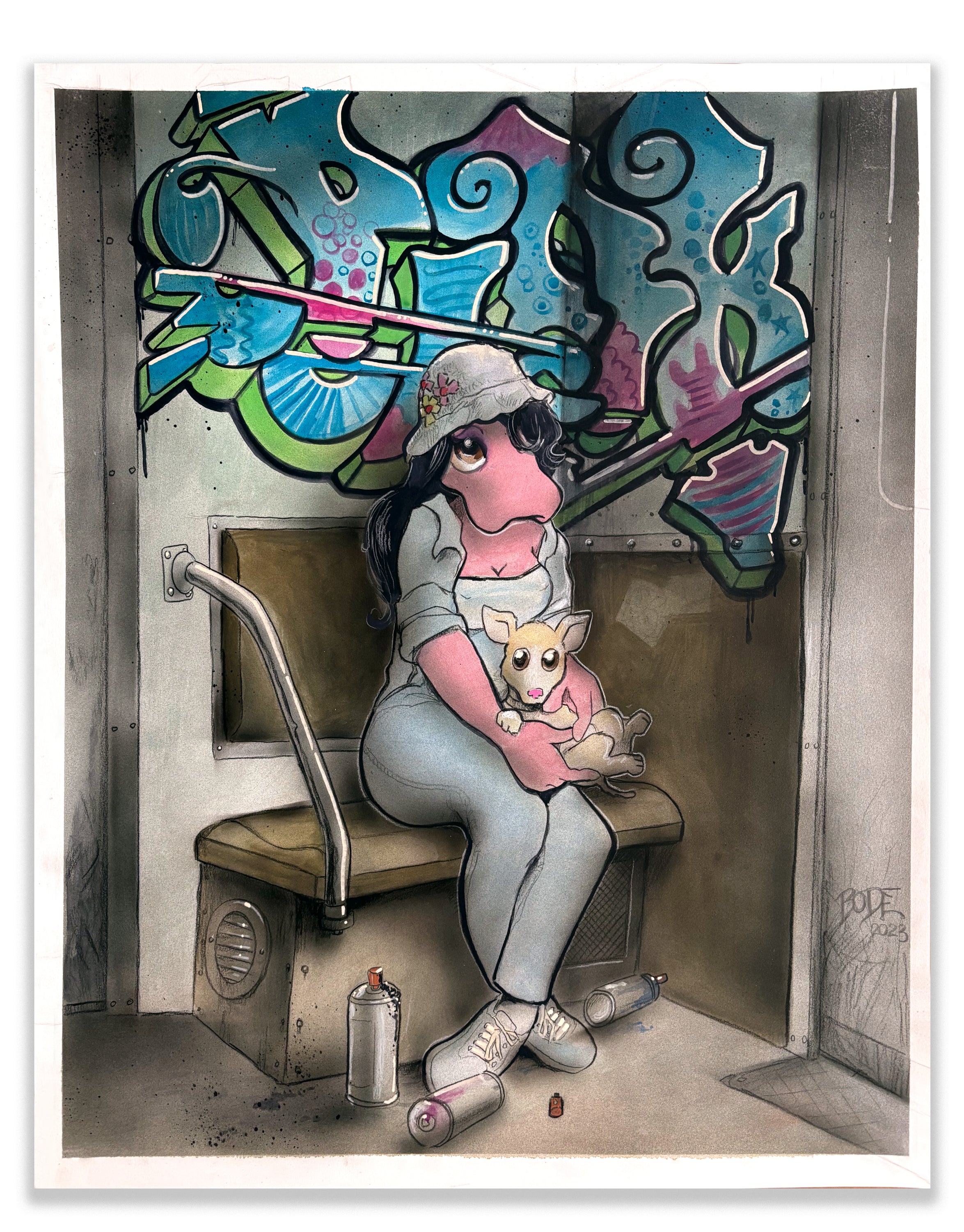 MARK BODE  "LADY PINK Lizard" Painting