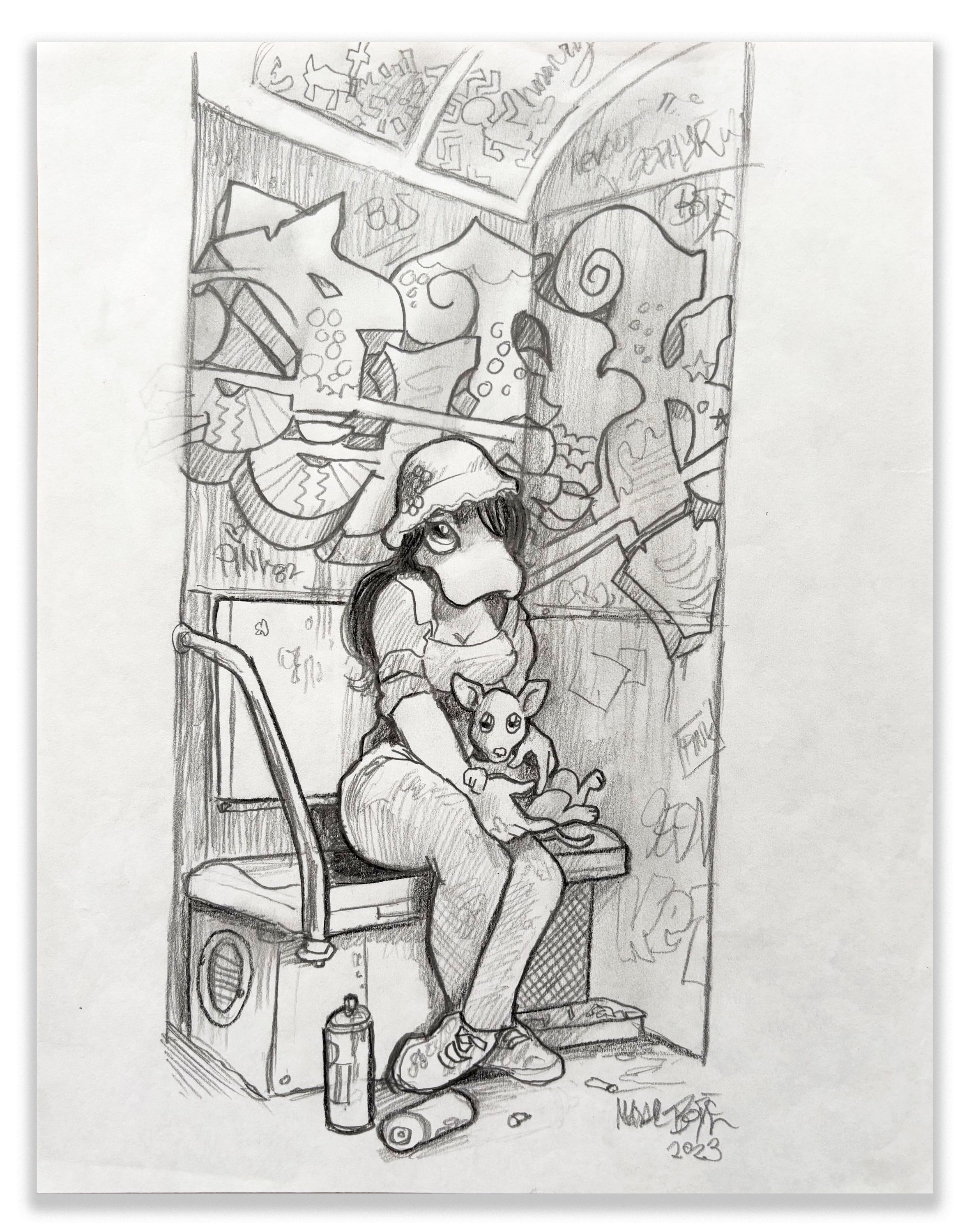 MARK BODE  "LADY PINK Lizard" Drawing