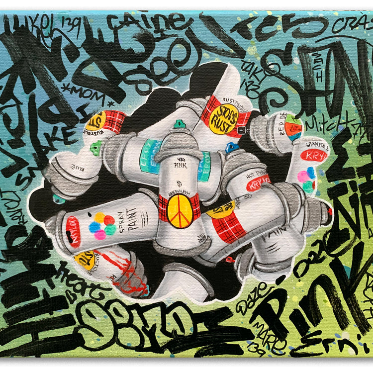 LADY PINK -  "Vintage Cans and Tags" Painting