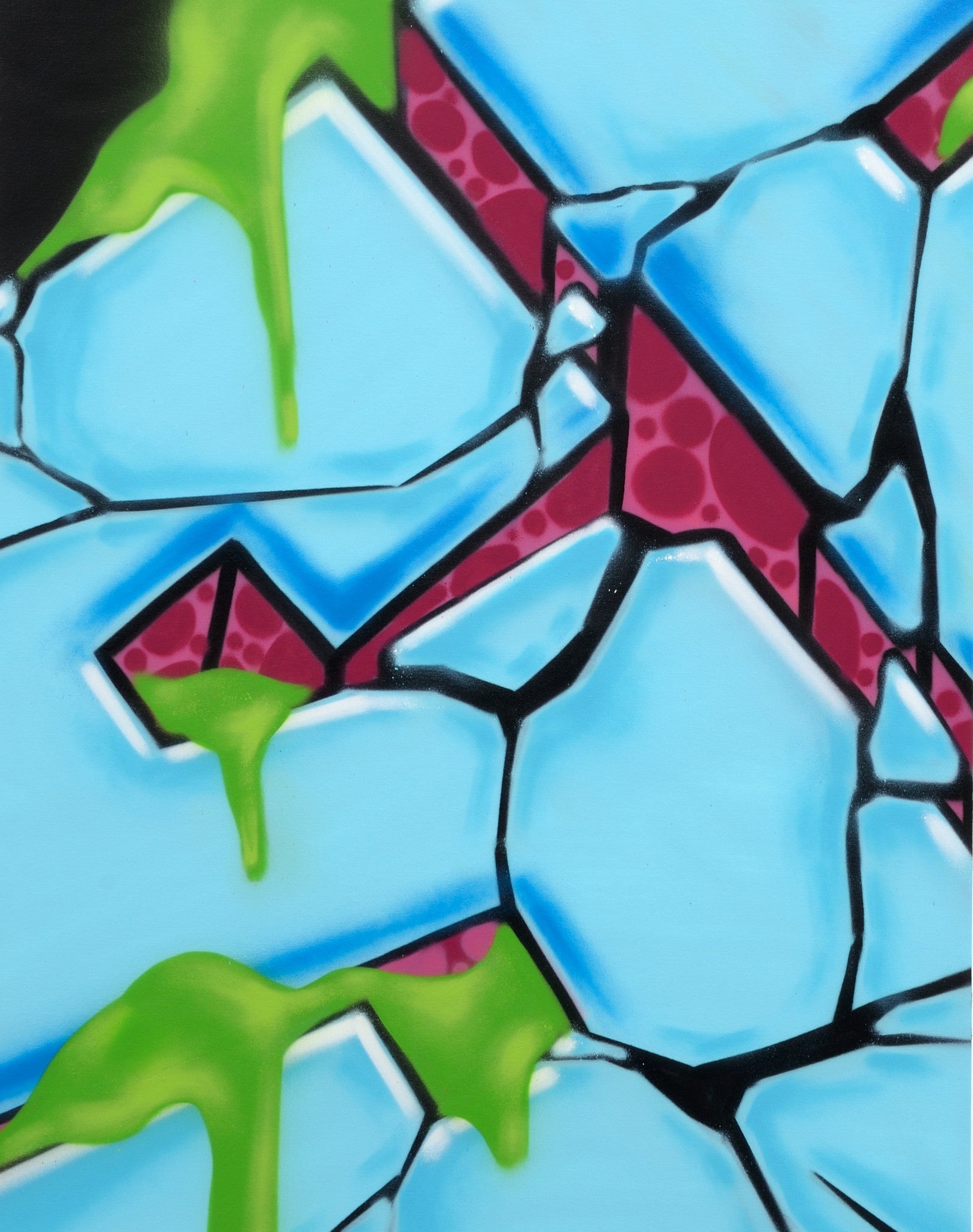 GRAFFITI ARTIST SEEN  -  "Block Buster Cracked S"  Aerosol on  Canvas