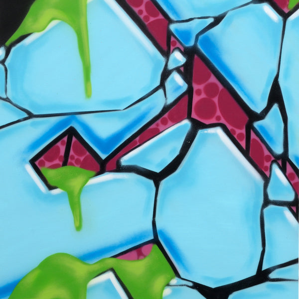 GRAFFITI ARTIST SEEN  -  "Block Buster Cracked S"  Aerosol on  Canvas