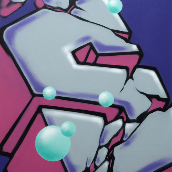 GRAFFITI ARTIST SEEN  -  "Block Buster Cracked S"  Aerosol on  Canvas
