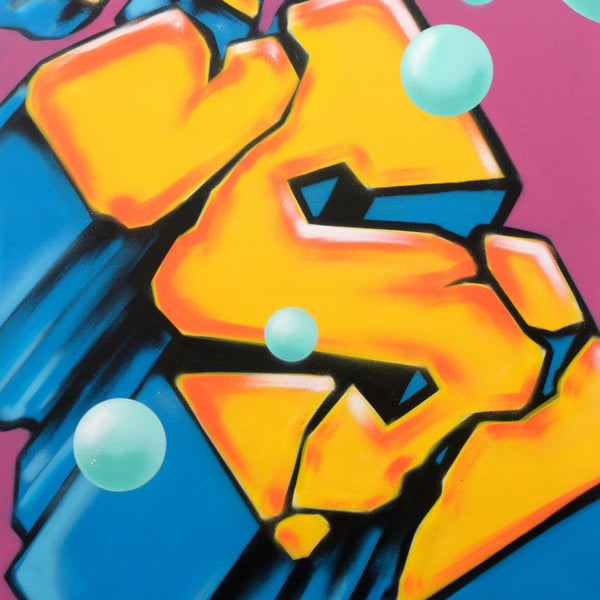 GRAFFITI ARTIST SEEN  -  "Block Buster Cracked S"  Aerosol on  Canvas
