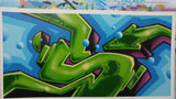 GRAFFITI ARTIST SEEN  -  "Untitled Green Long S"  Aerosol on  Canvas
