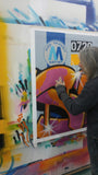 GRAFFITI ARTIST SEEN  -  "MTA Chop sticks"  Aerosol on  Canvas