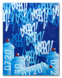 GRAFFITI ARTIST SEEN  -  "Tags & Cans 0720 Blue -LARGE"  Aerosol on  Canvas