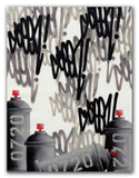 GRAFFITI ARTIST SEEN  -  "Tags & Cans 0720 B&W -LARGE"  Aerosol on  Canvas