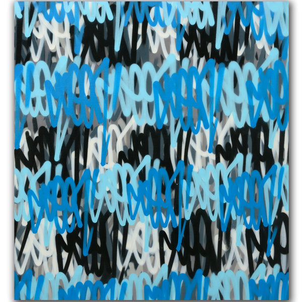GRAFFITI ARTIST SEEN  -  "Blue Black Tags"  Aerosol on  Canvas