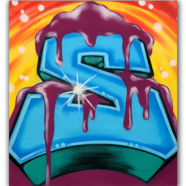 GRAFFITI ARTIST SEEN  -  "Frosted "S"  Aerosol on  Canvas