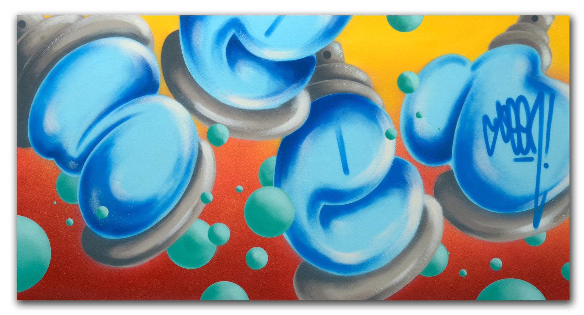 GRAFFITI ARTIST SEEN  -  "Bubble Cans"  Aerosol on  Canvas