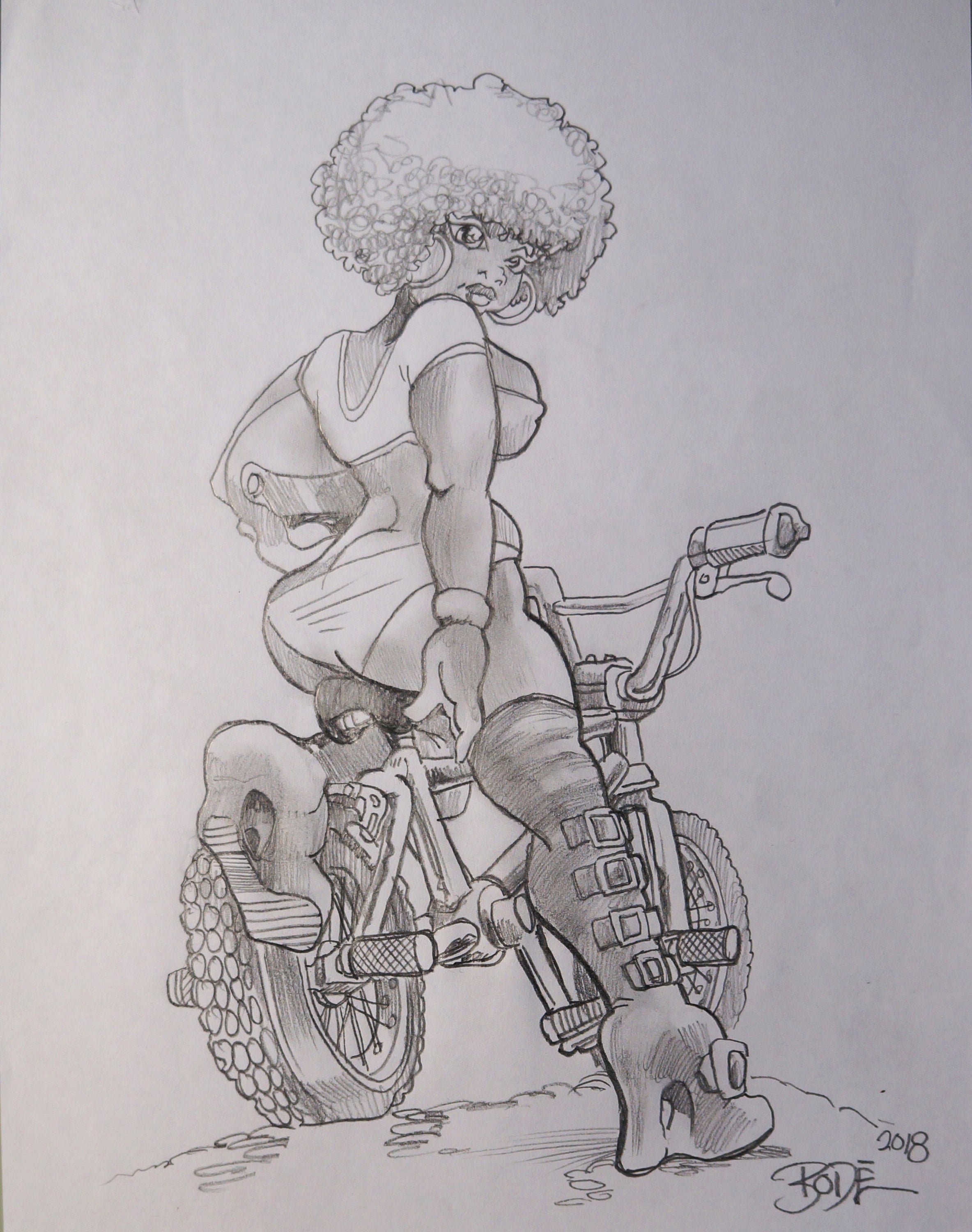 MARK BODE "Moto Babe" Drawing