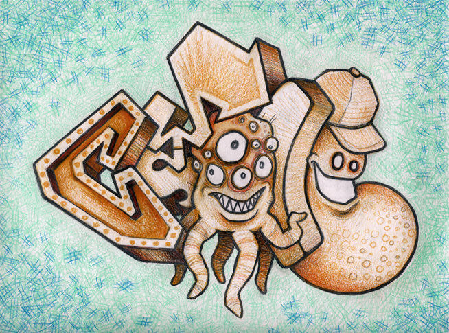 CYCLE  -  "Space Squids"  Black Book Drawing