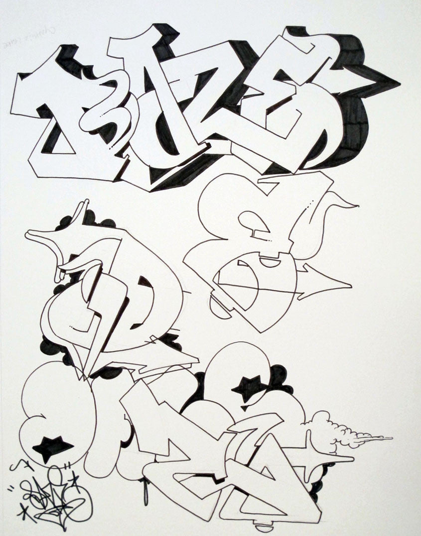 CHRIS "DAZE" ELLIS -  "B&W Outline" Black Book Drawing