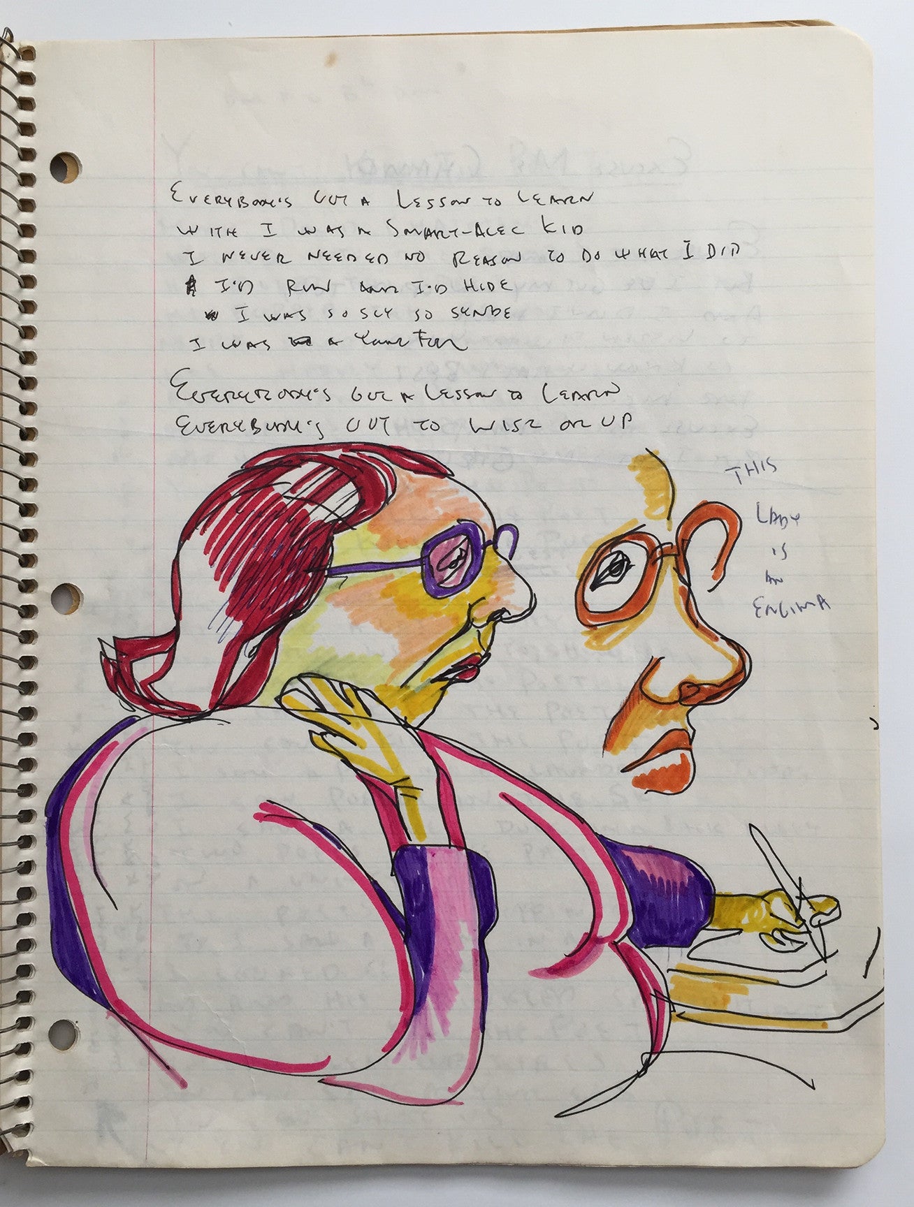 DANIEL JOHNSTON- "Untitled" Notebook Drawing 1980
