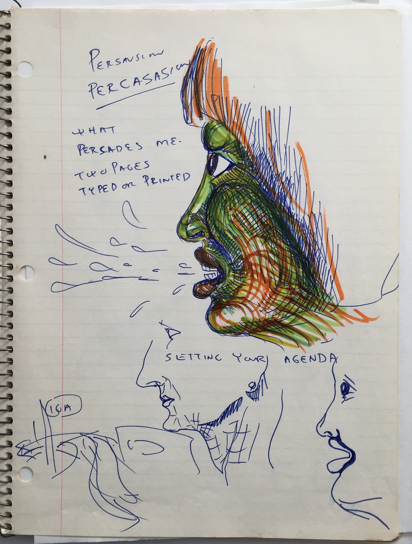 DANIEL JOHNSTON- "Setting your Agenda" Notebook Drawing 1980