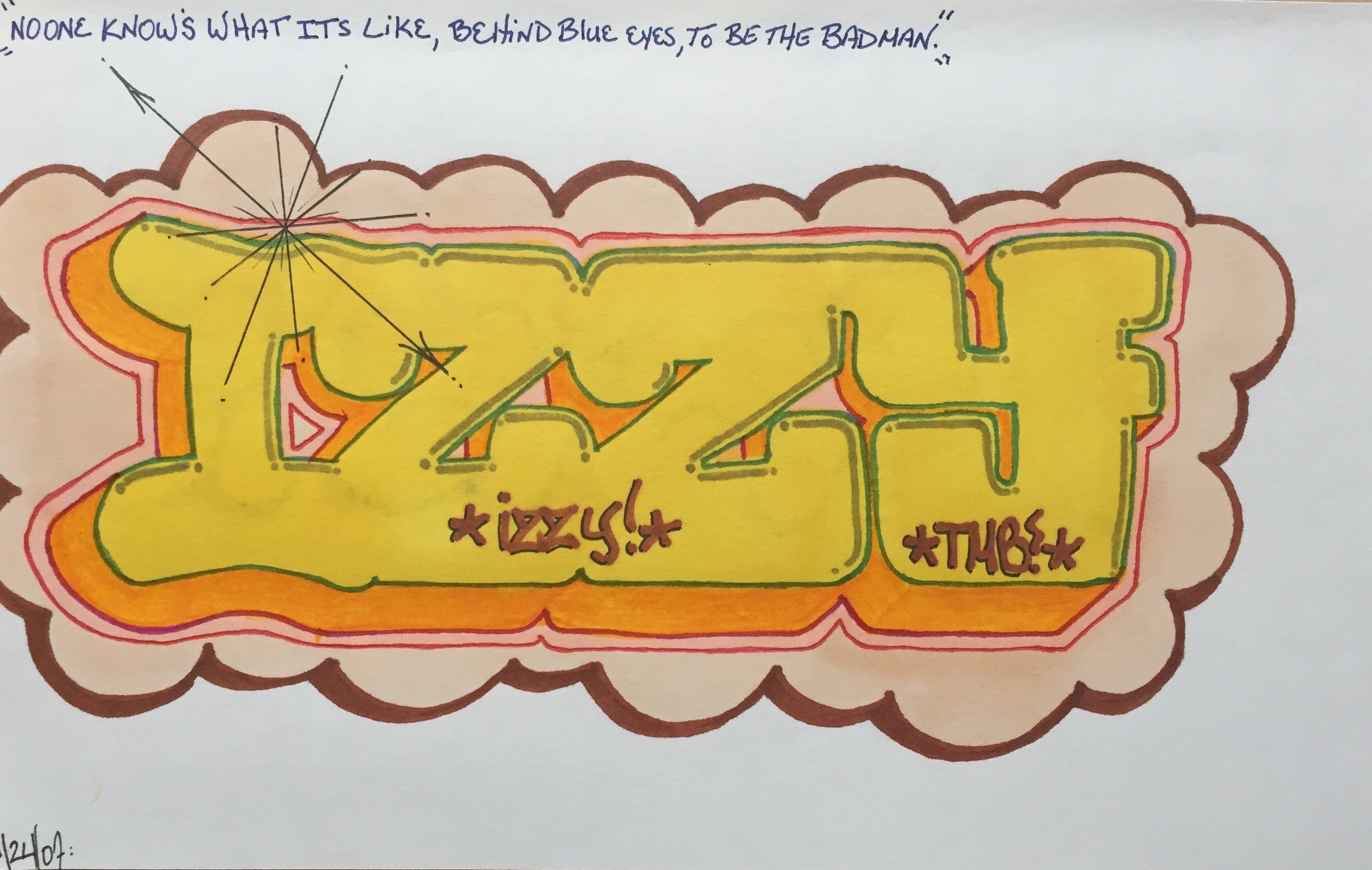 IZ THE WIZ "IZZY" Black Book Drawing