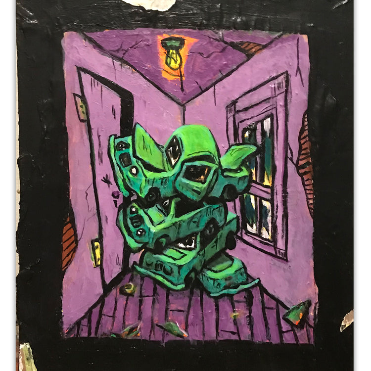 Rick Prol -  "Green Car Pile" - Painting