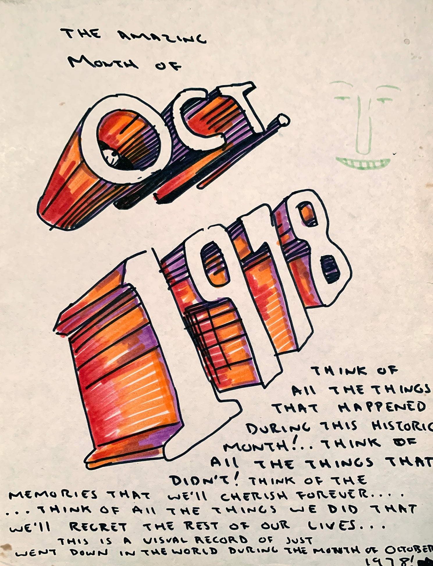 DANIEL JOHNSTON - "Oct 1978" Drawing