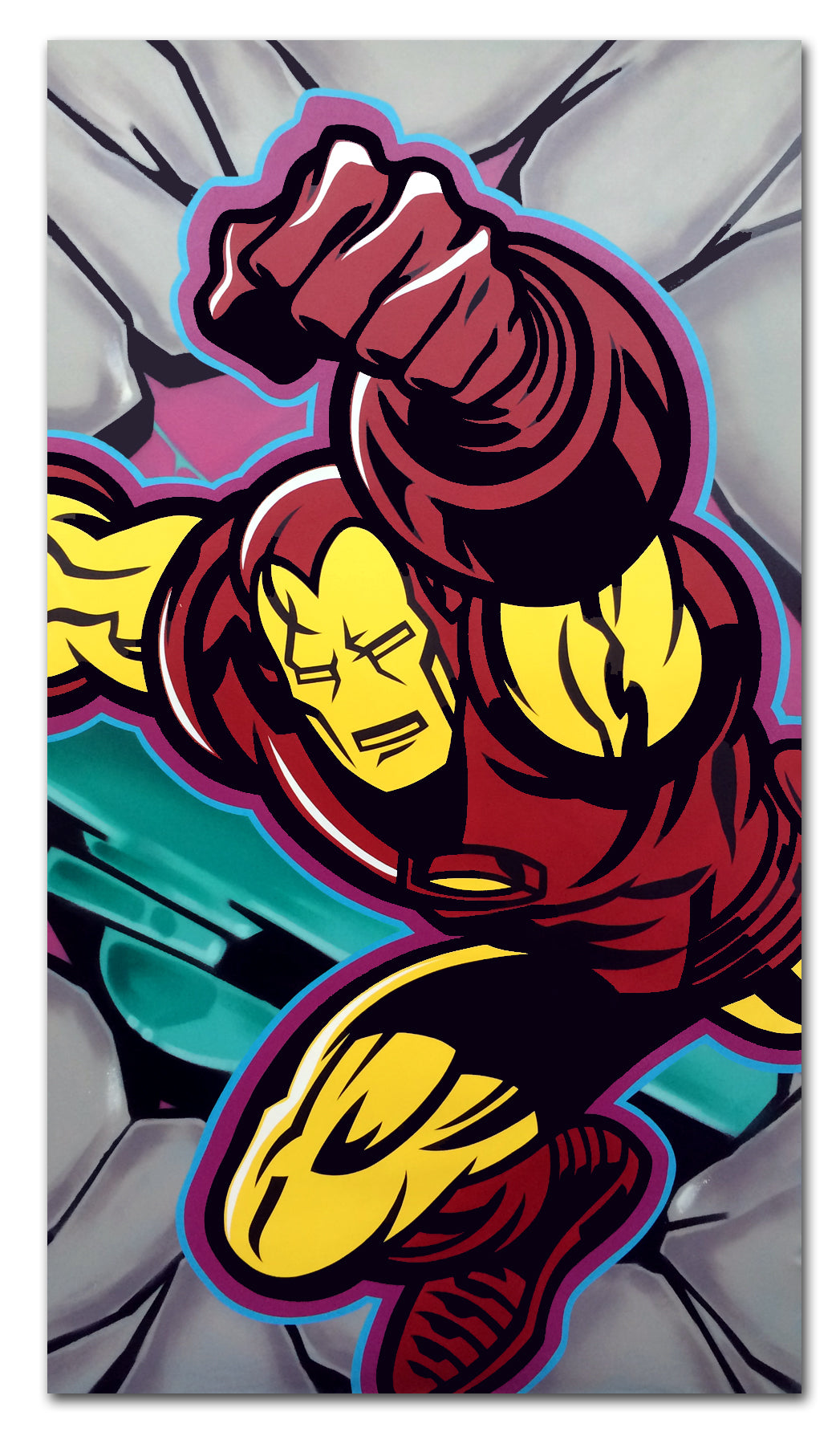 GRAFFITI ARTIST SEEN  -  "Ironman"  Aerosol on  Canvas