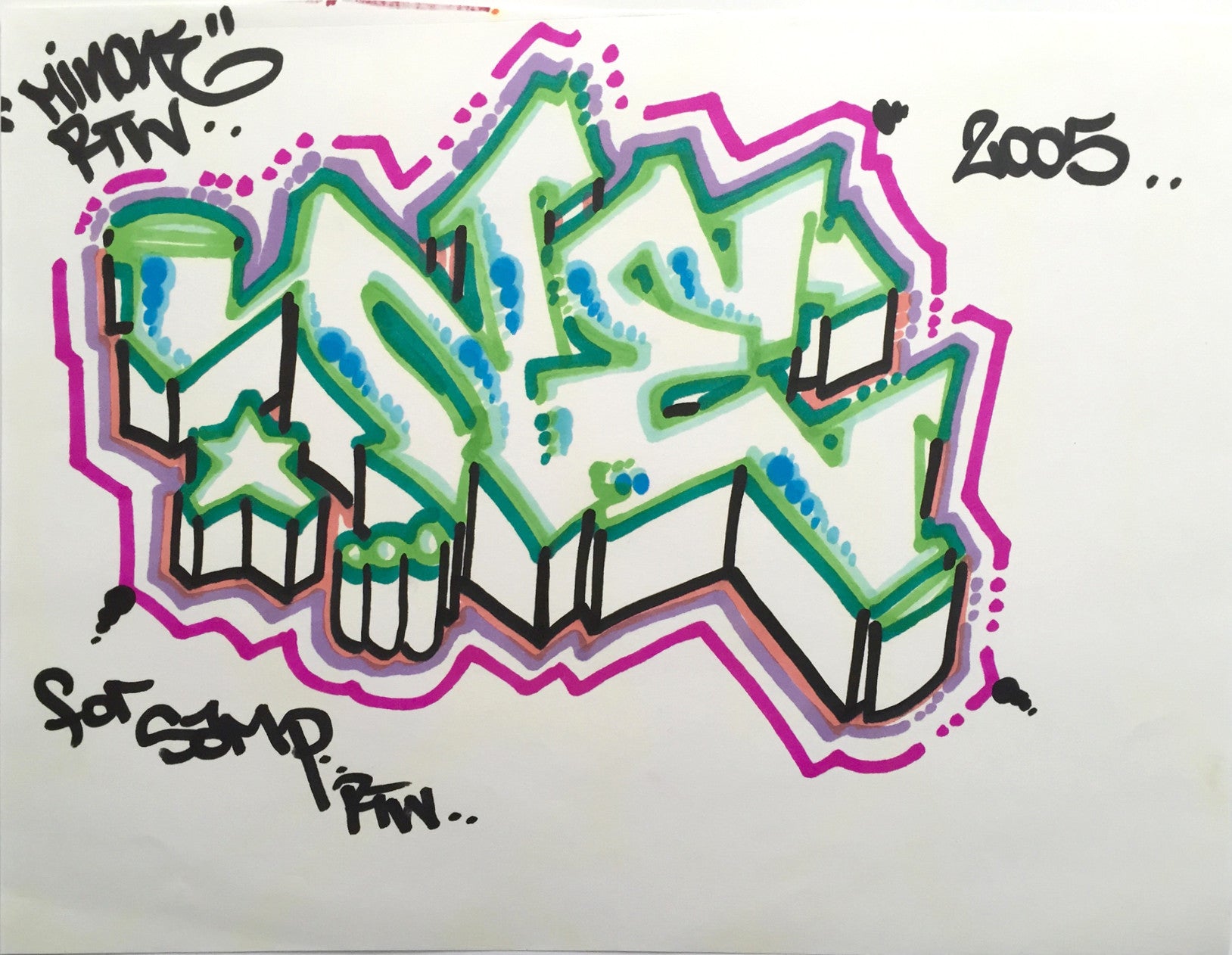 MIN ONE -"Untitled " BlackBook Drawing 2005
