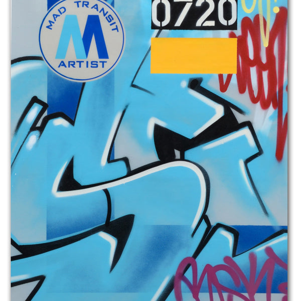 GRAFFITI ARTIST SEEN  -  "MTA W/ RISK Tag"  Aerosol on  Canvas,
