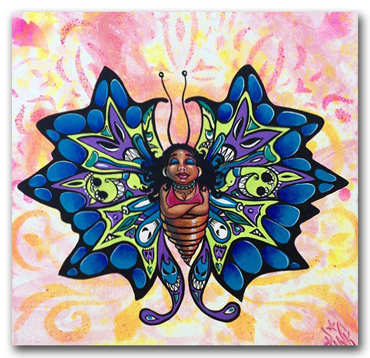 LADY PINK -  "Butterfly Chick with Blue Wings"