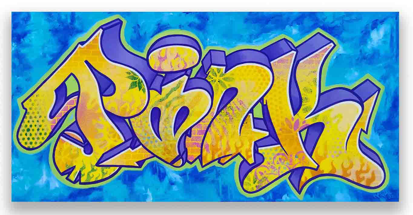 LADY PINK- "PINK in Yellow" Painting