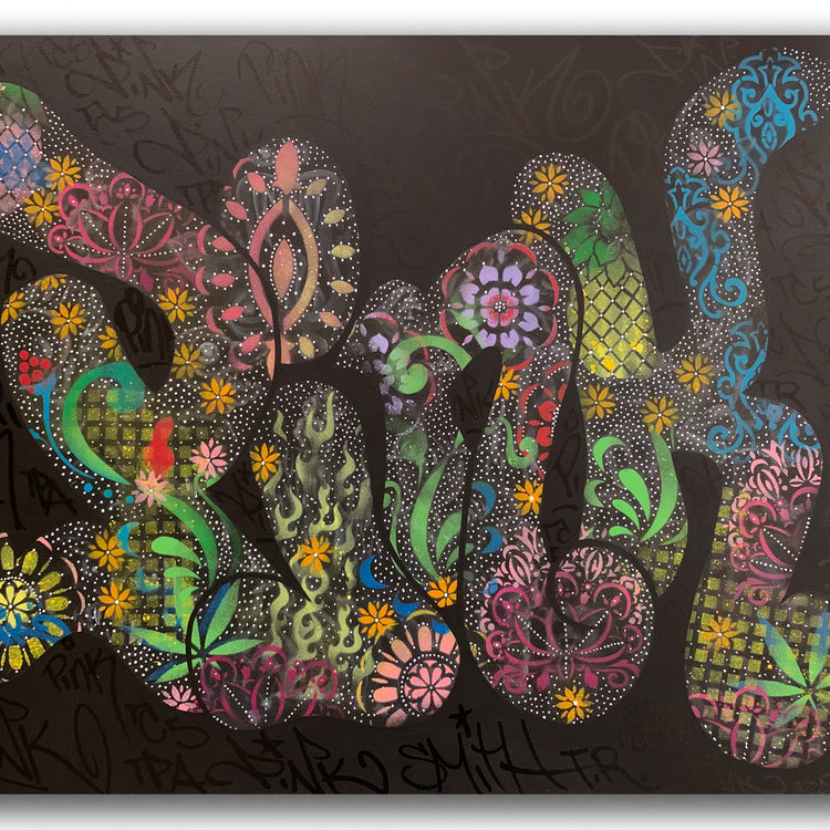 LADY PINK  "Pink with Flowers" Painting