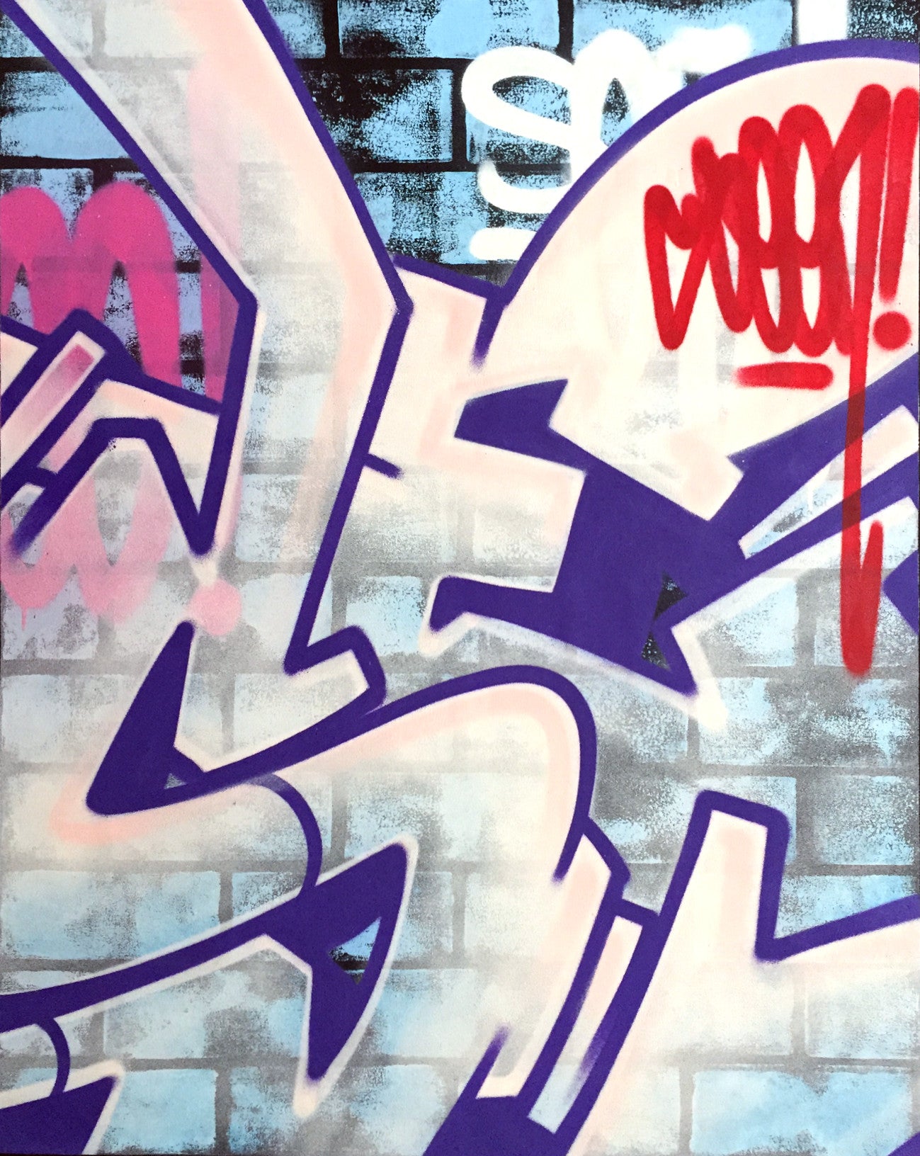 GRAFFITI ARTIST SEEN  -  "Wall 9"  Aerosol on  Canvas