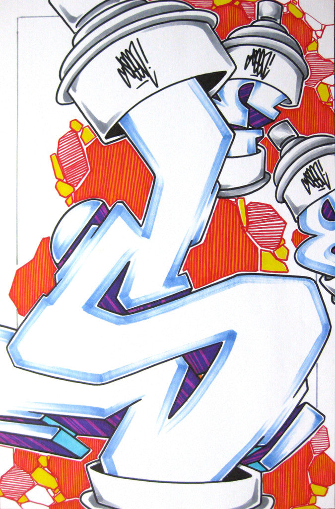 GRAFFITI ARTIST SEEN - Can #10- Drawing 11x17