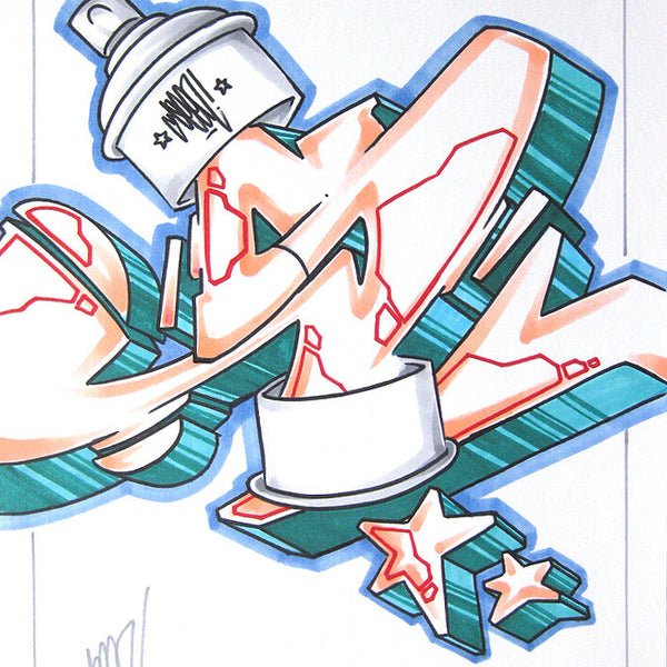 GRAFFITI ARTIST SEEN - Can #11- Drawing 11x17