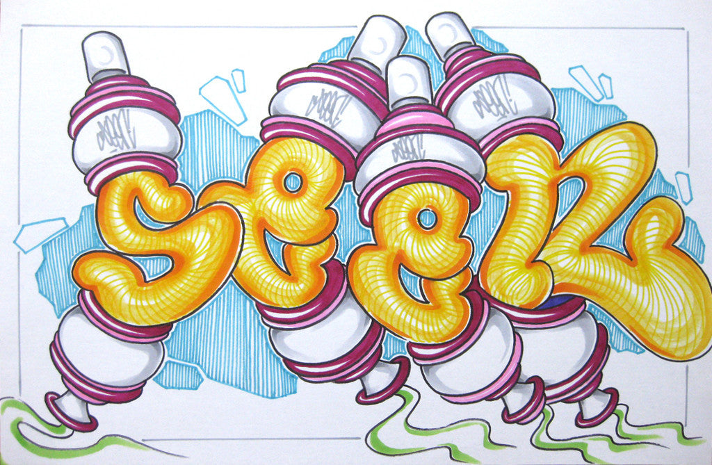 GRAFFITI ARTIST SEEN - Can #14- Drawing 11x17