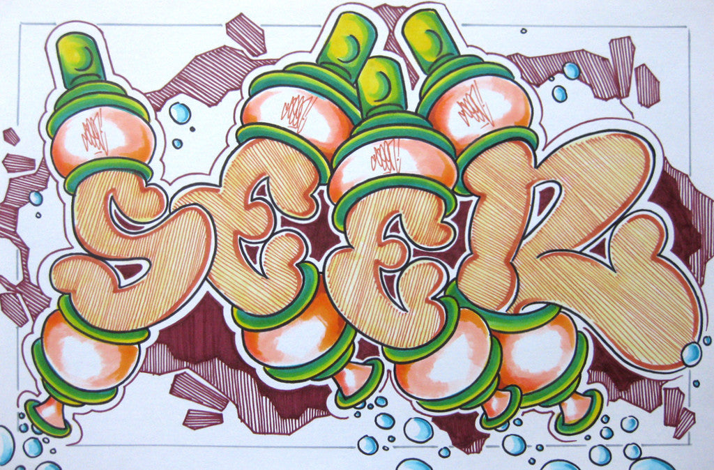 GRAFFITI ARTIST SEEN - Can #18- Drawing 11x17