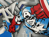 GRAFFITI ARTIST SEEN  -  "Captain America"  Aerosol on  Canvas