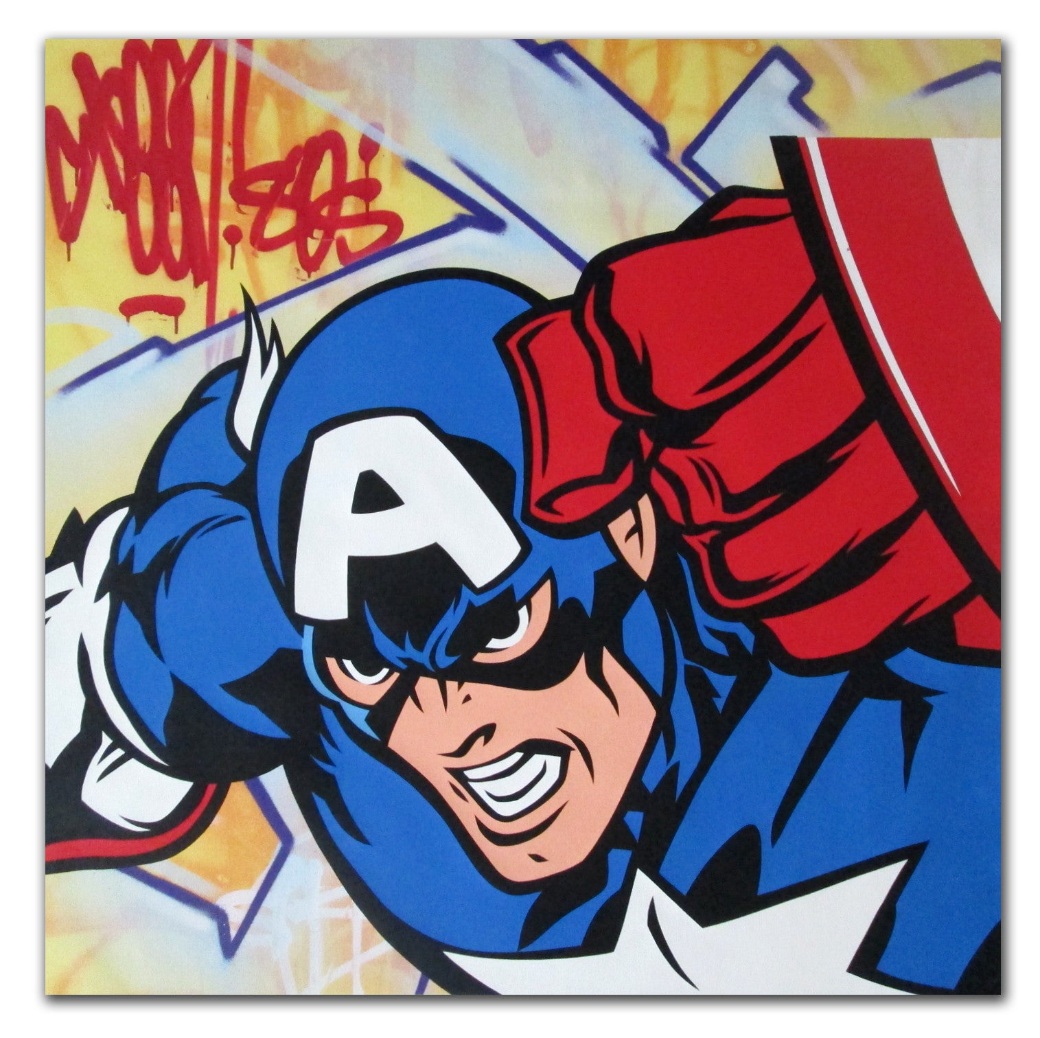 GRAFFITI ARTIST SEEN  -  "Captain America"  Aerosol on  Canvas
