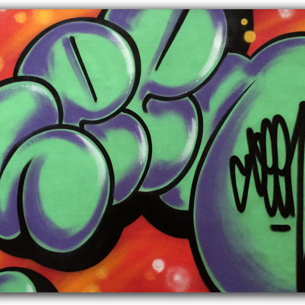 GRAFFITI ARTIST SEEN  -  "Green Super Bubble 3"  Aerosol on  Canvas