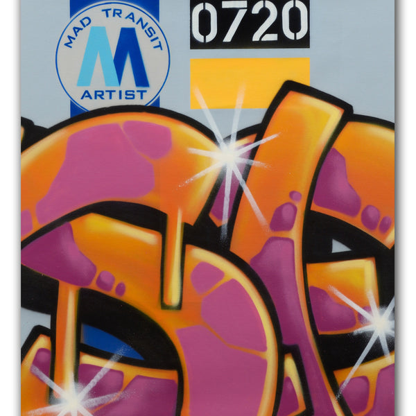 GRAFFITI ARTIST SEEN  -  "MTA Chop sticks"  Aerosol on  Canvas