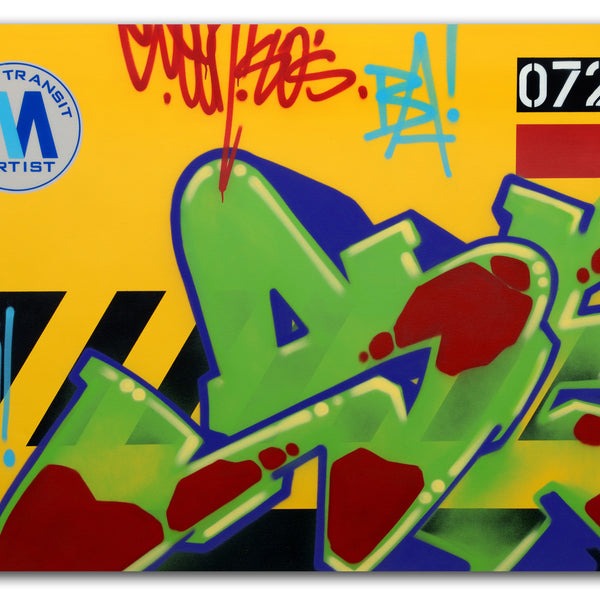 GRAFFITI ARTIST SEEN  -  "MTA Service Train"  Aerosol on  Canvas-