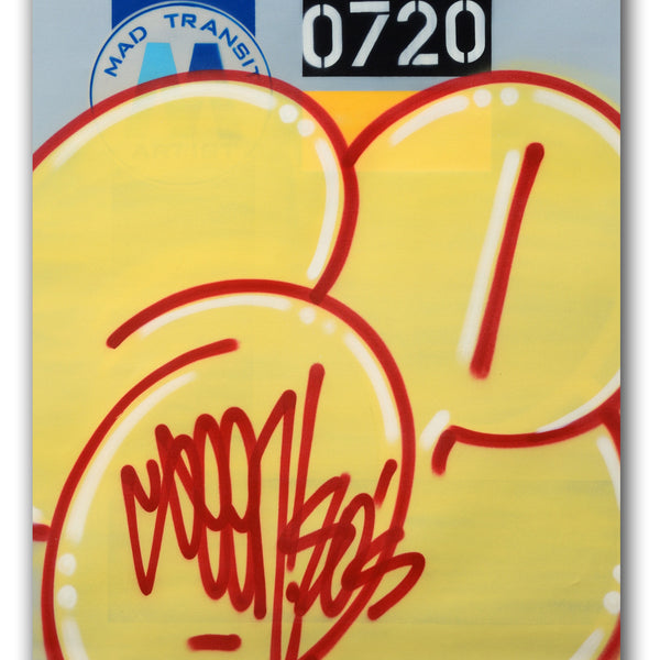 GRAFFITI ARTIST SEEN  -  "MTA Yellow Bubble "  Aerosol on  Canvas