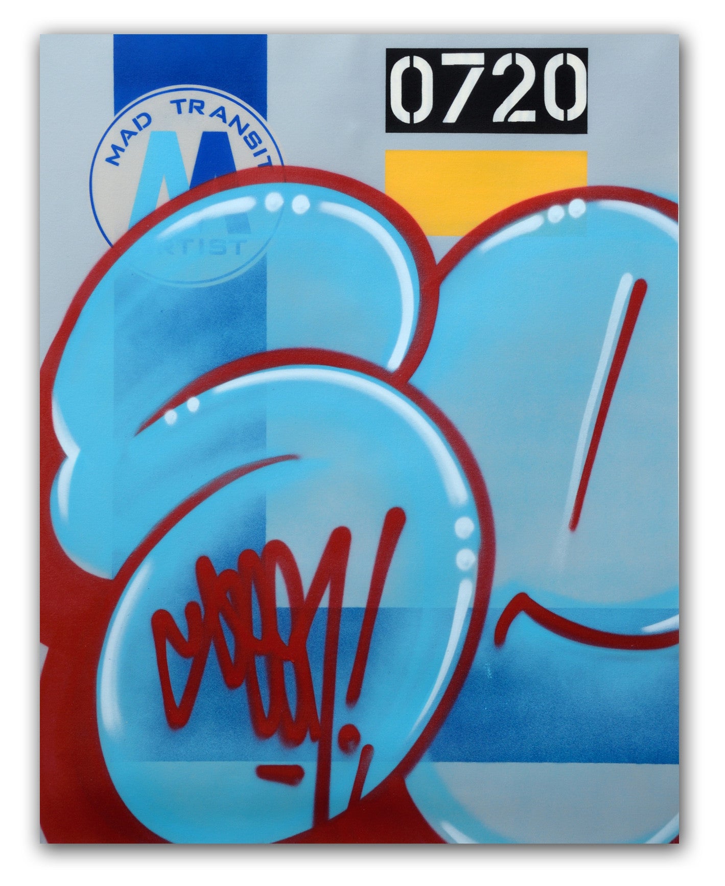 GRAFFITI ARTIST SEEN  -  "MTA Blue Bubble"  Aerosol on  Canvas