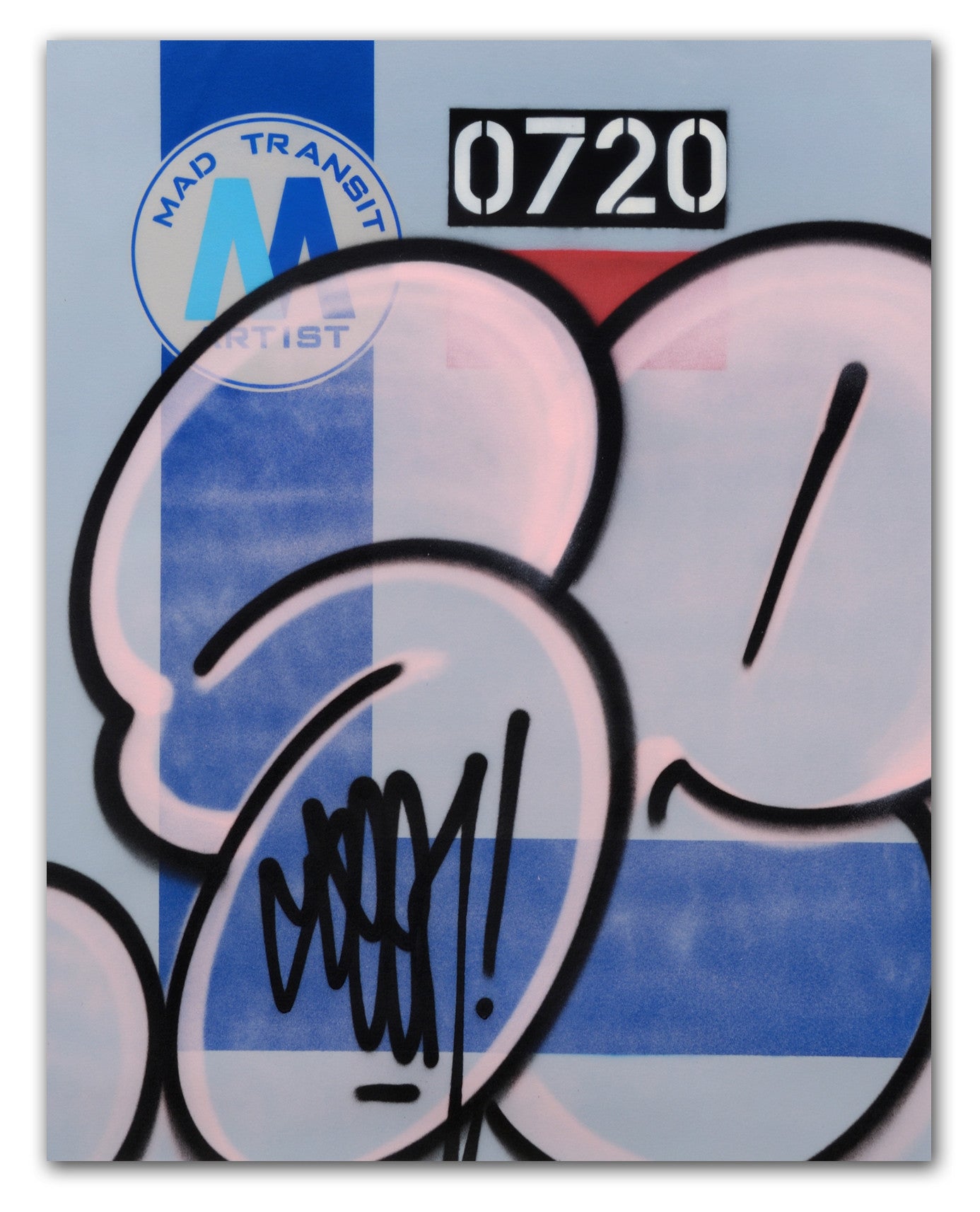 GRAFFITI ARTIST SEEN  -  "MTA Pink Bubble"  Aerosol on  Canvas