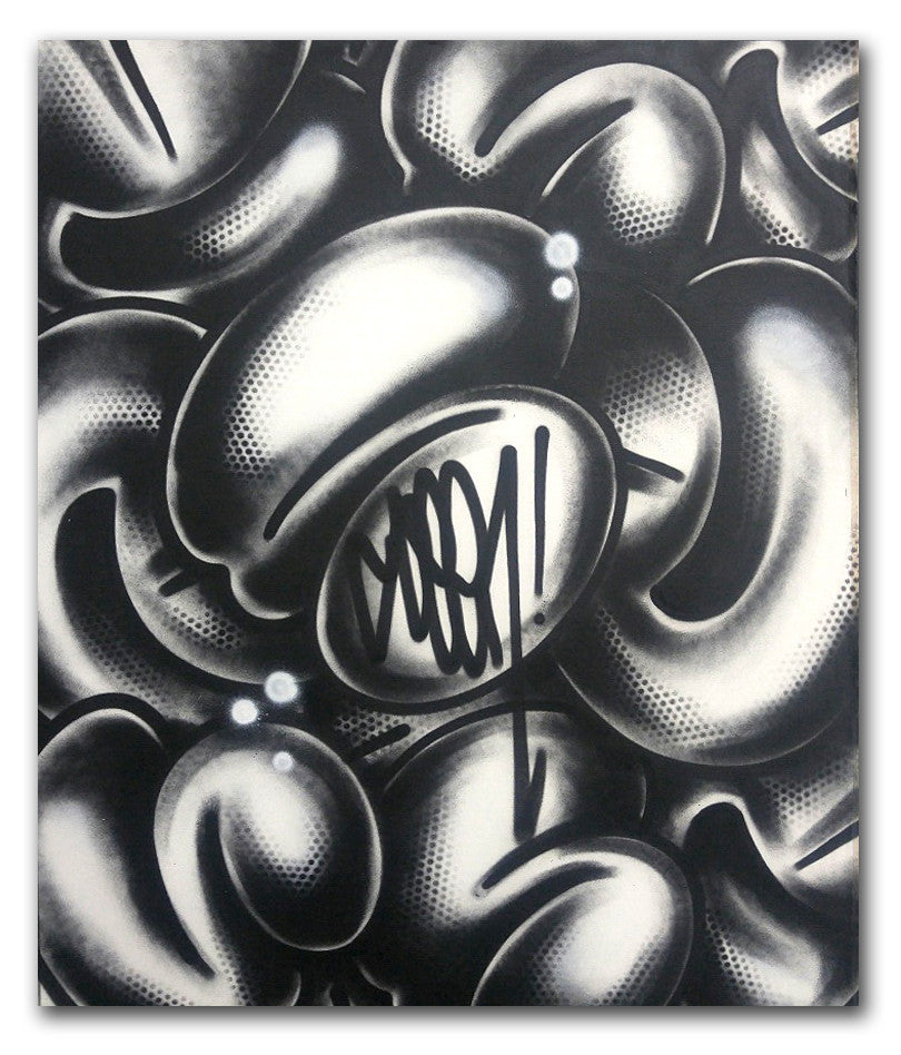 GRAFFITI ARTIST SEEN  -  "Multi Bubbles Black" -   Aerosol on  Canvas