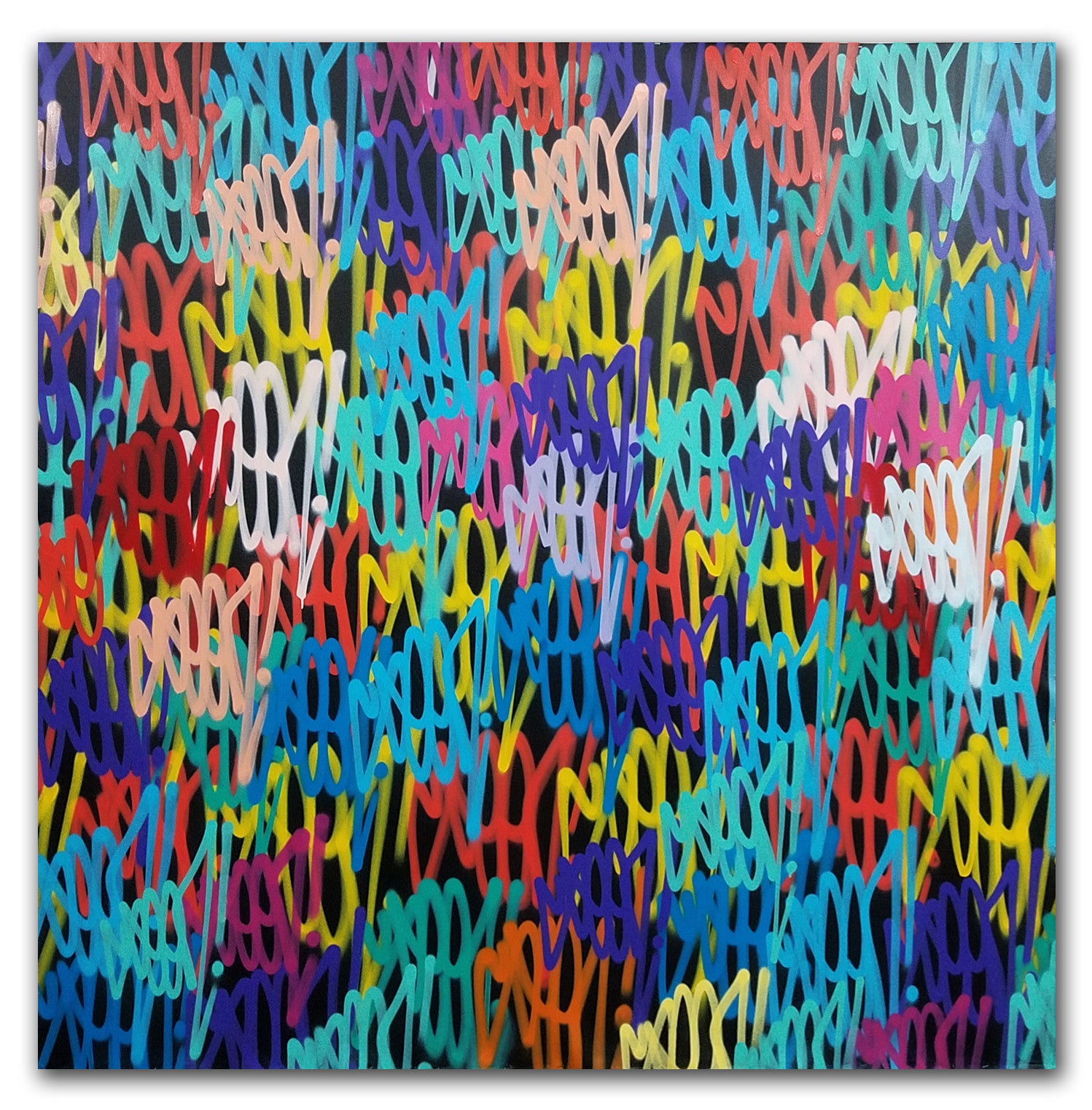 GRAFFITI ARTIST SEEN  -  "LARGE Tag painting"  Aerosol on  Canvas 72"x72"