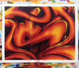 GRAFFITI ARTIST SEEN  -  " Red Devil Tail"  Aerosol on  Canvas