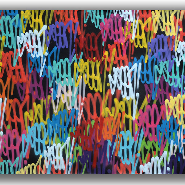 GRAFFITI ARTIST SEEN  -  "LARGE Tag painting"  Aerosol on  Canvas 54"x72"