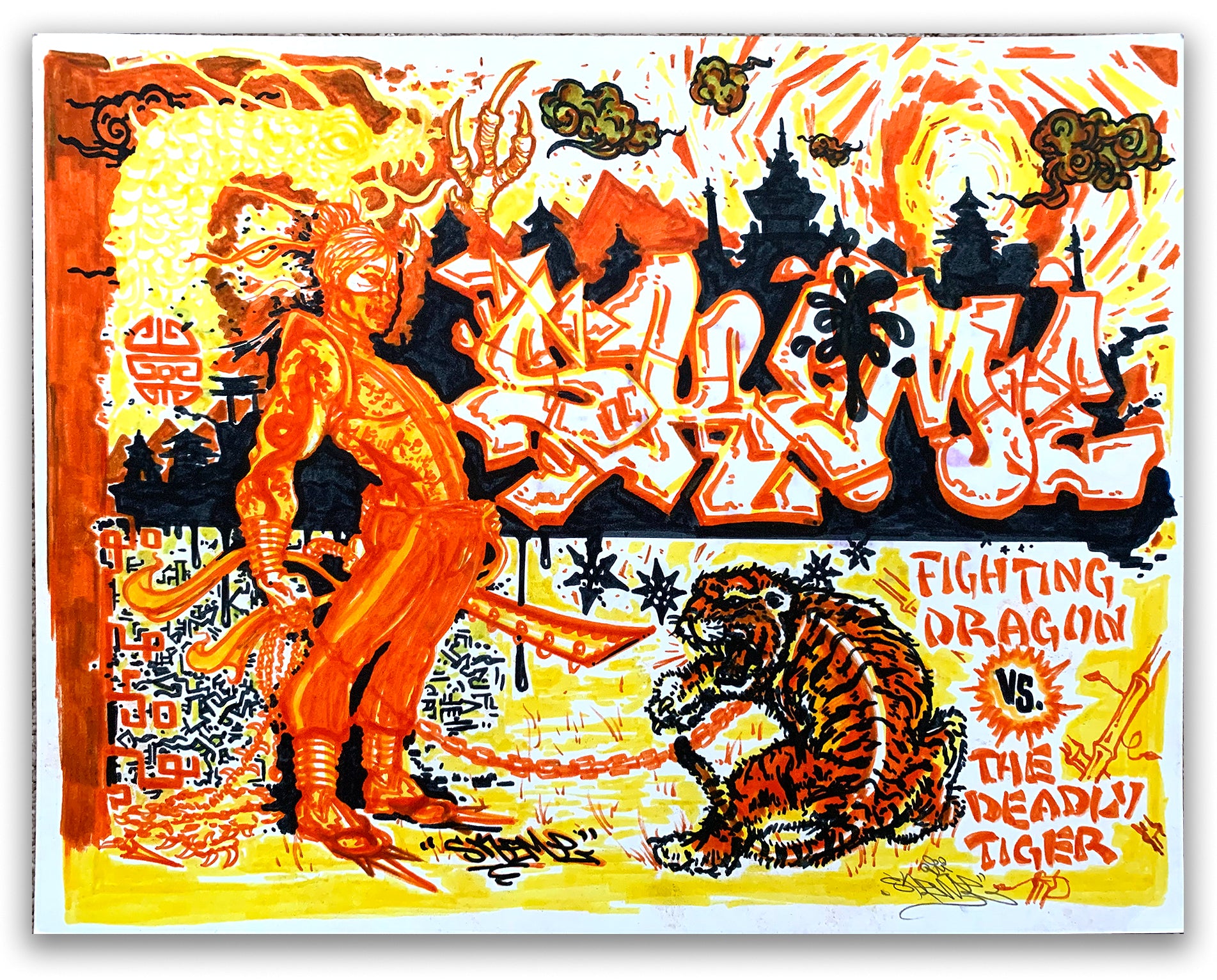 SKEME - "Fighting Dragon" Drawing