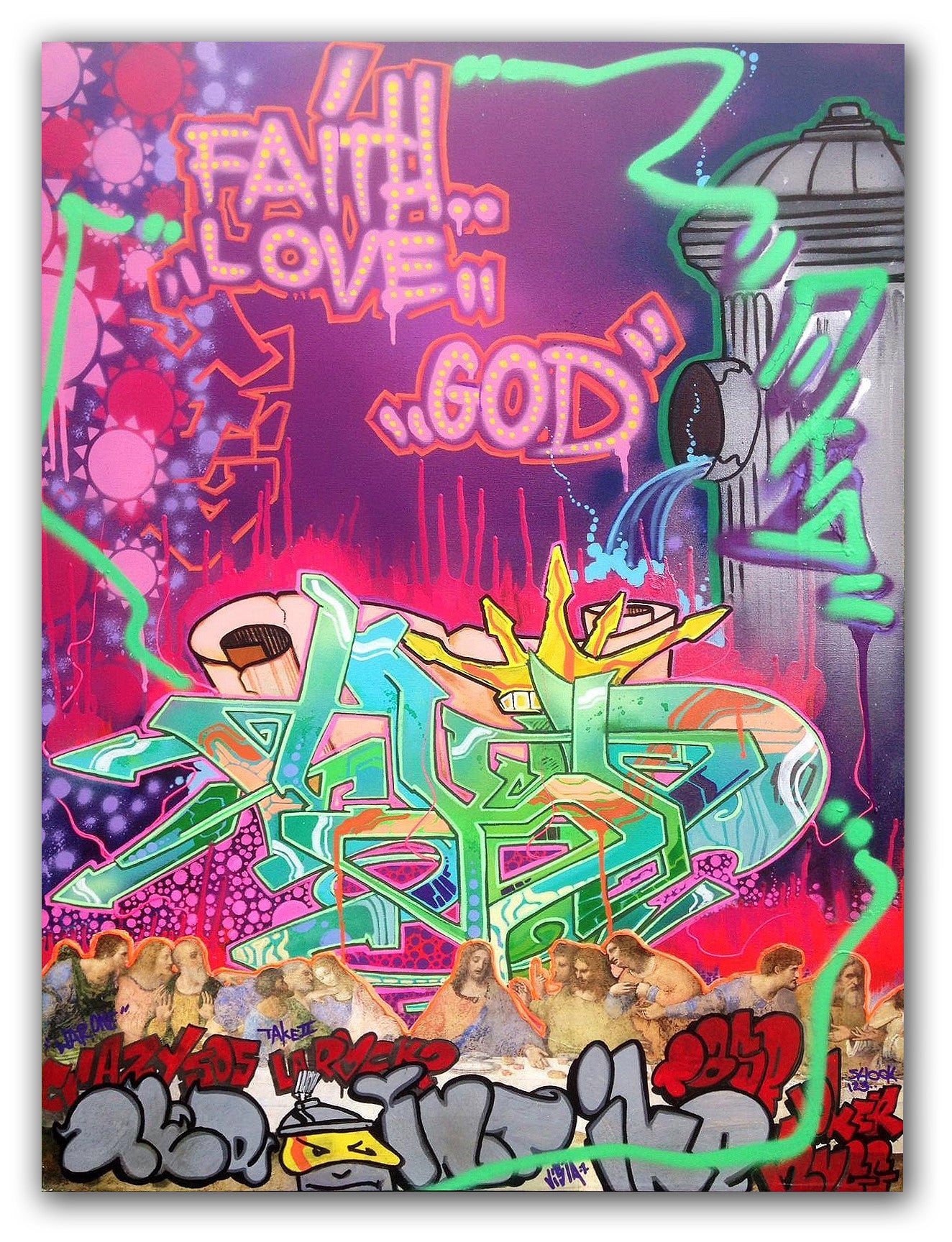 T-KID 170  - "Faith, Love, God"  Painting