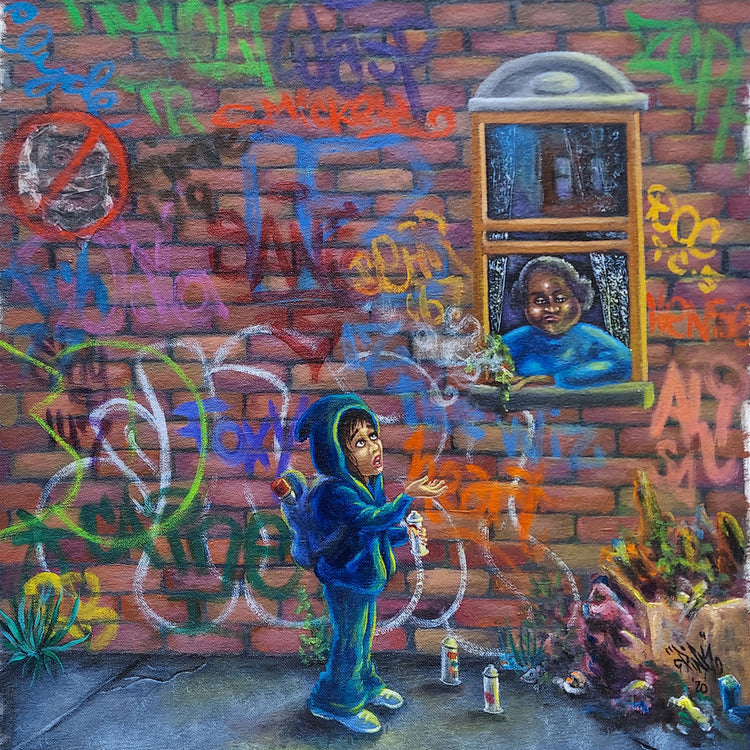 LADY PINK- "The Neighbor" Painting