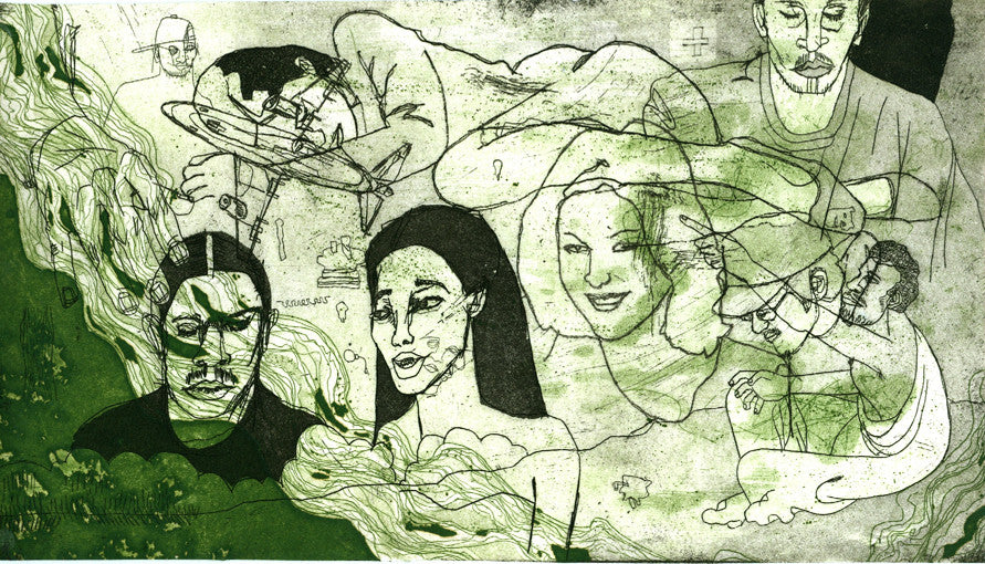ALBERT REYES - "Untitled" (Green) Etching