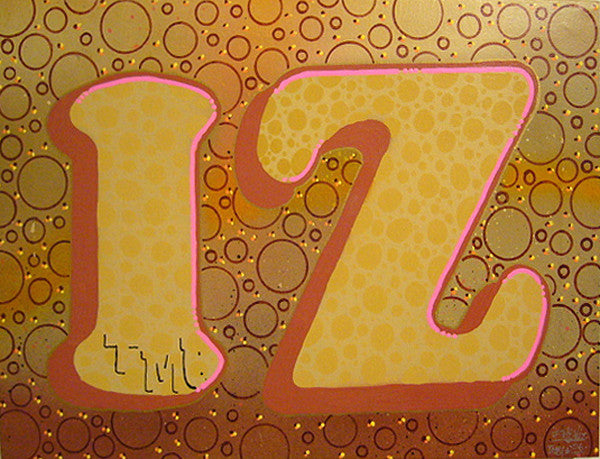 IZ THE WIZ - Gold Izzy Bubbles- On Canvas